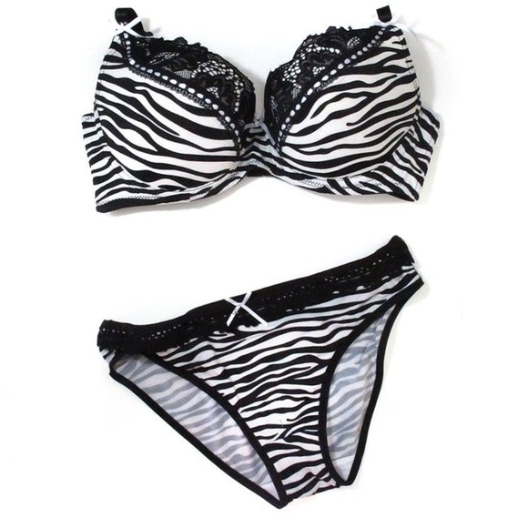 zebra print bra and panties